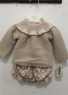 Conjunto bebé frunces rosa ,valentina 6MESES